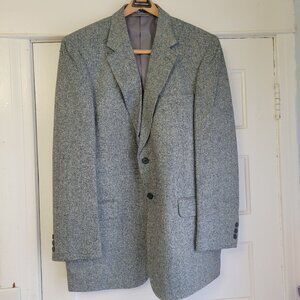 Bert Pulitzer Mens Tweed Blazer Jacket Gray Silk Two-Button Closure Size 40R